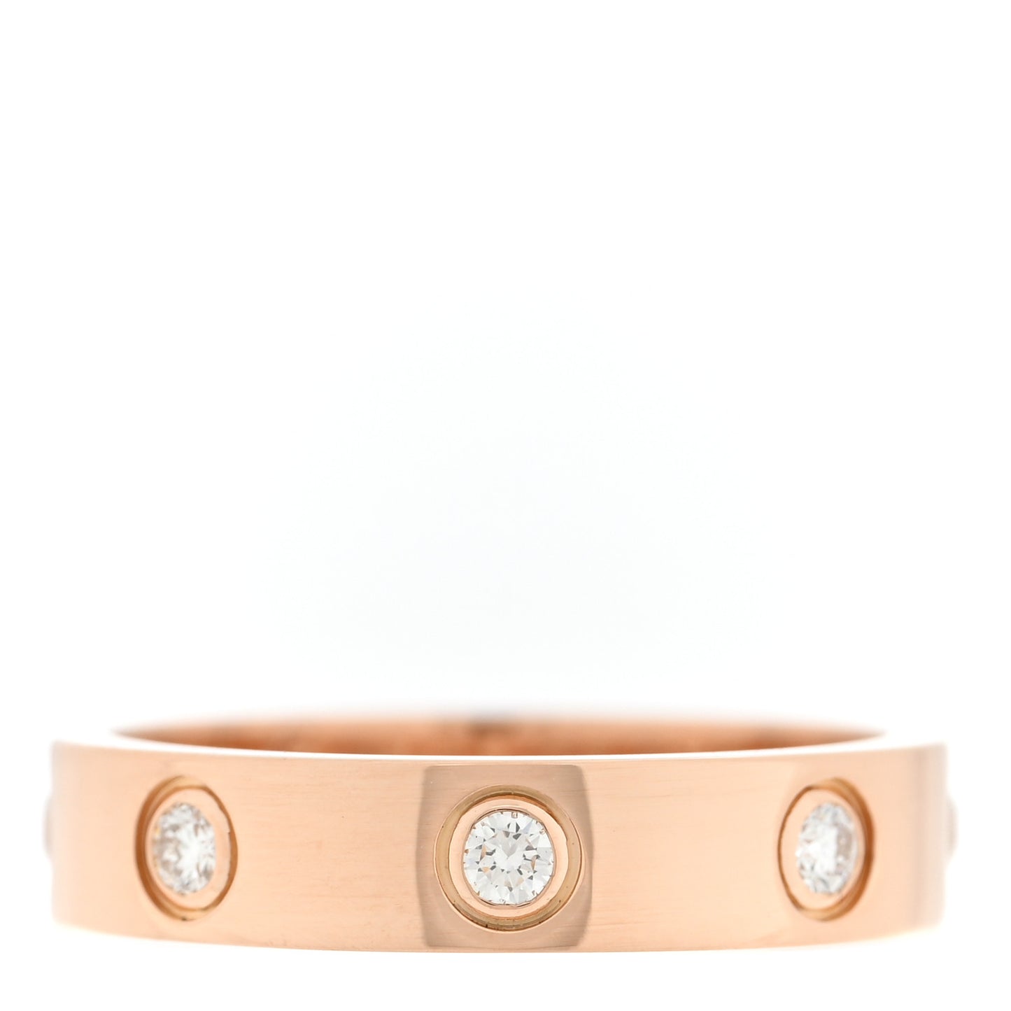 18K Pink Gold 8 Diamond 4mm LOVE Wedding Band Ring 49 5