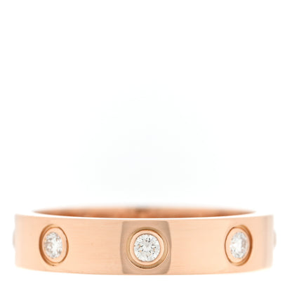 Cartier 18K Pink Gold 8 Diamond 4mm LOVE Wedding Band Ring 49 5 1 of 5