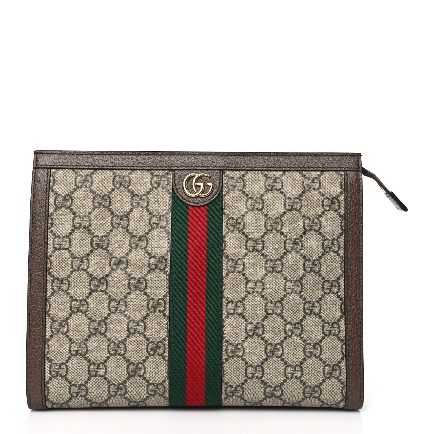 Gucci GG Supreme Monogram Web Ophidia Pouch Brown 1 of 10