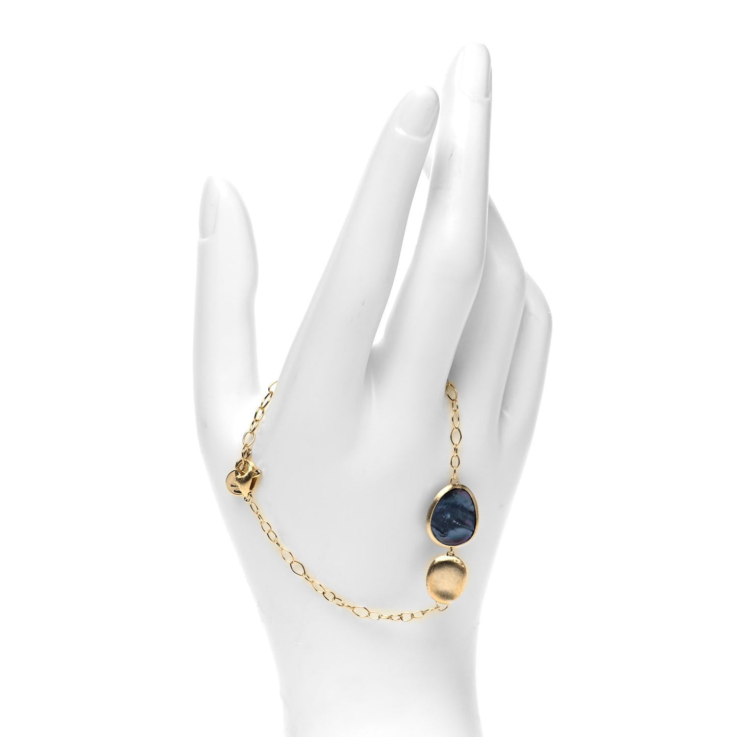 18K Yellow Gold Diamond Mother of Pearl Lunaria Bracelet