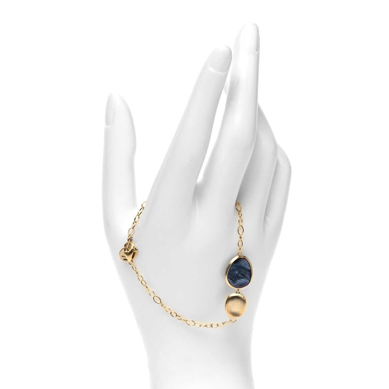 Marco Bicego 18K Yellow Gold Diamond Mother of Pearl Lunaria Bracelet 2 of 5