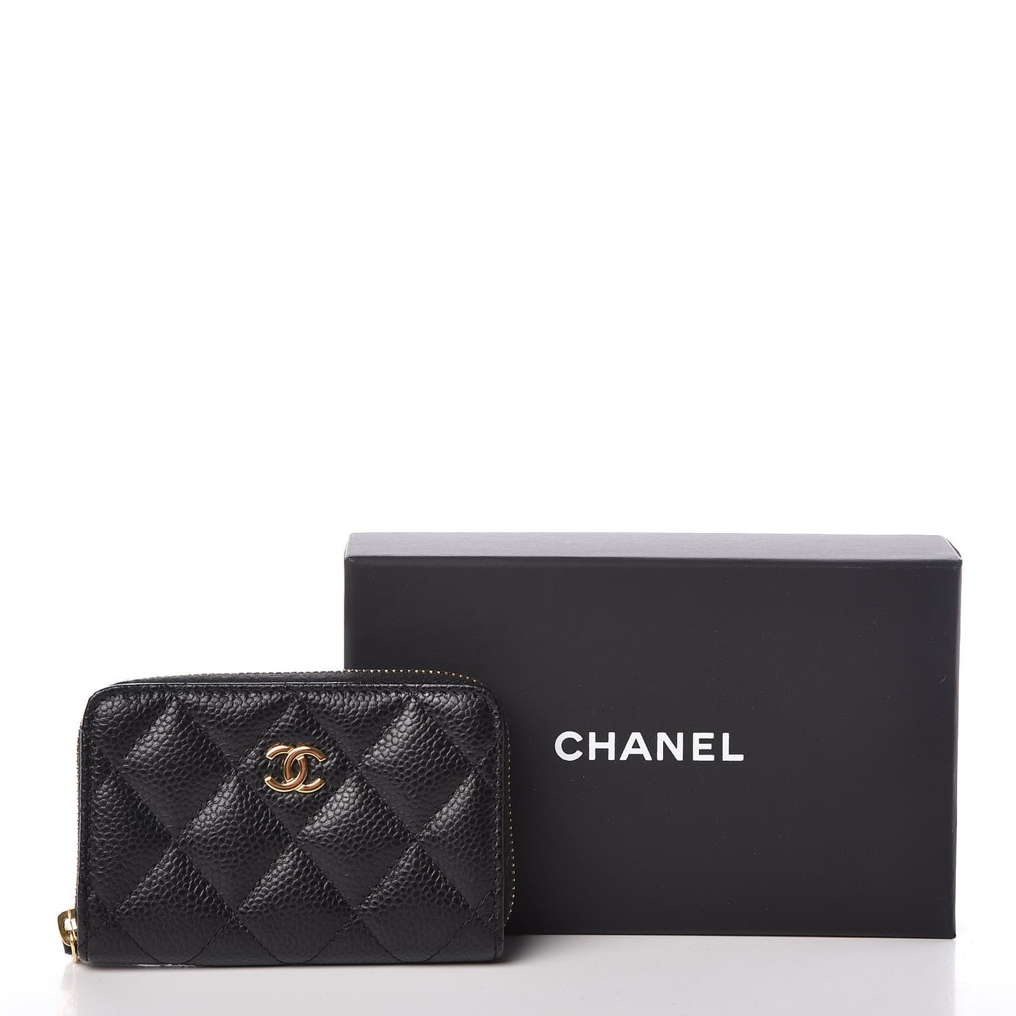 Caviar Quilted Zip Coin Purse Black