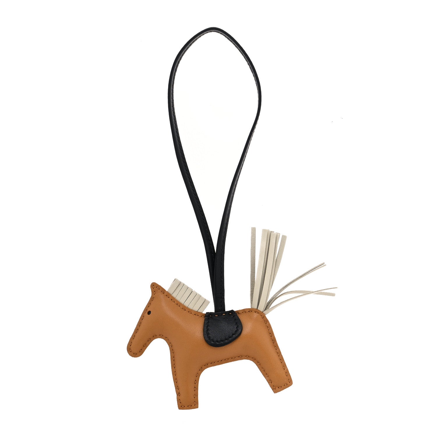 Hermes Milo Lambskin Grigri Rodeo Bag Charm PM Sesame Craie Black 1 of 3