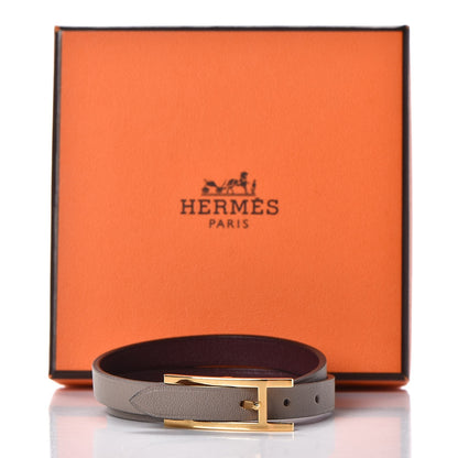 Hermes Swift Behapi Double Tour Bracelet T2 Gris Asphalte Bordeaux 6 of 6