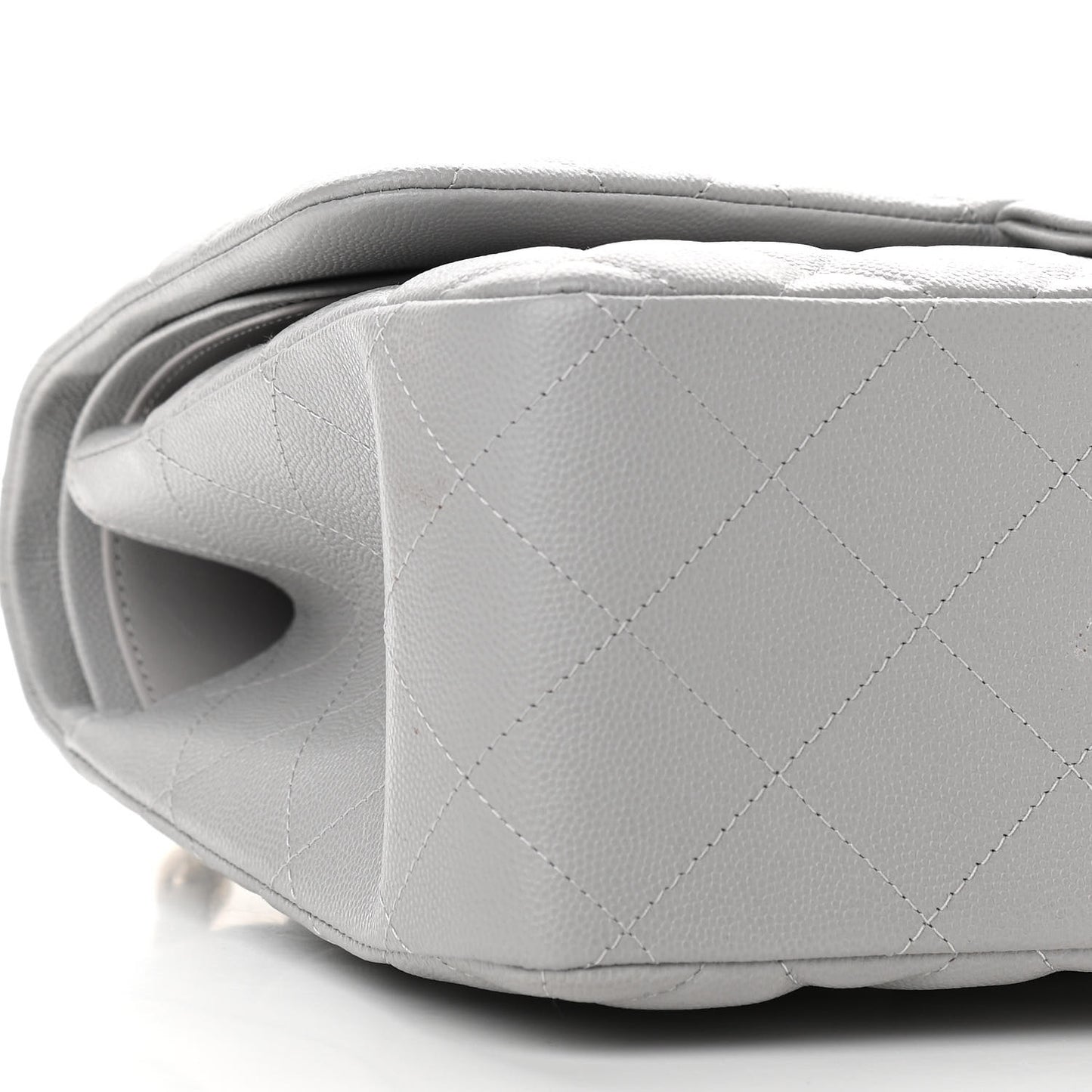 Caviar Quilted Jumbo Double Flap Grey