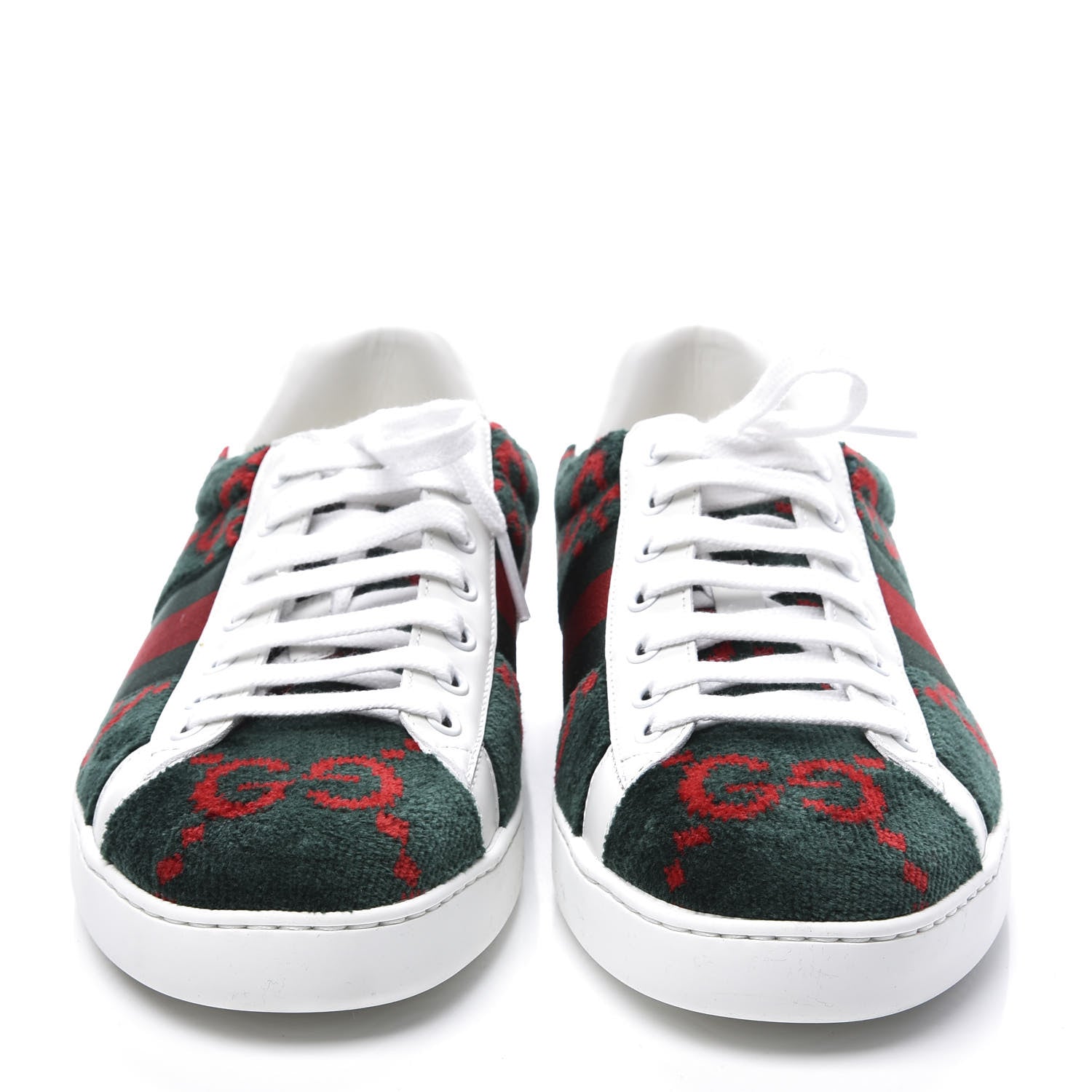 Gucci Covered Wool Big GG Monogram Mens Sneakers 8 Green Red 2 of 11