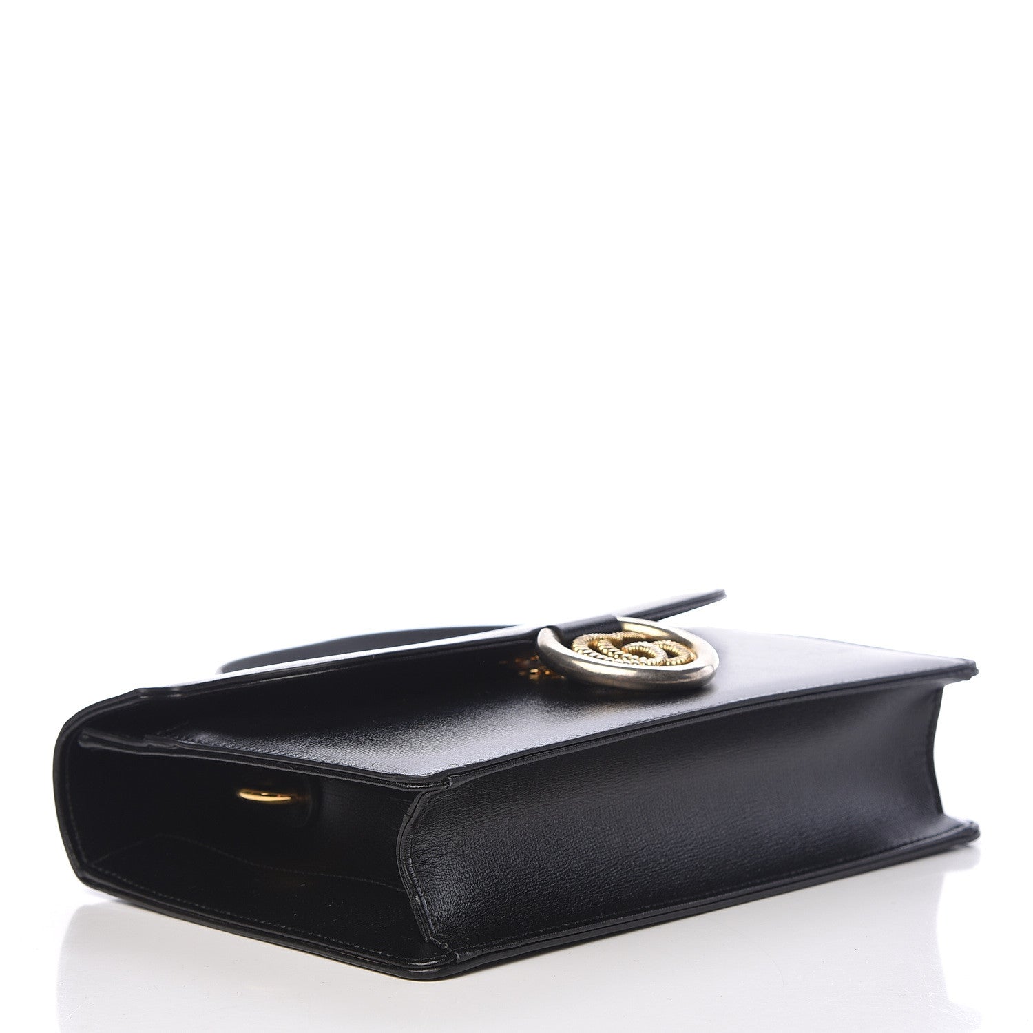 Gucci Textured Calfskin Small Torchon GG Ring Shoulder Bag Black 4 of 11