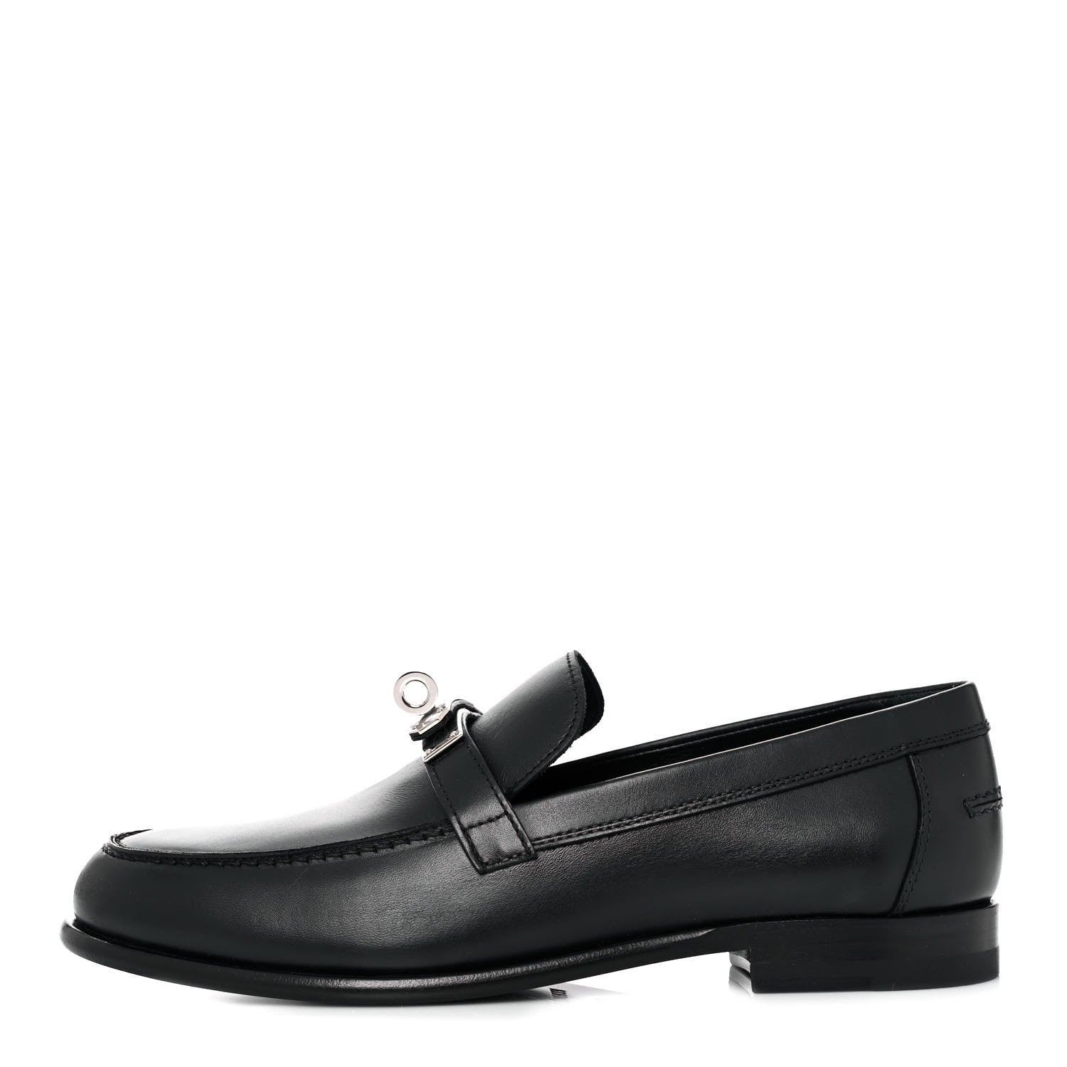 Hermes Calfskin Womens Destin Loafers 35.5 Black 1 of 8