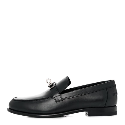 Hermes Calfskin Womens Destin Loafers 35.5 Black 1 of 8