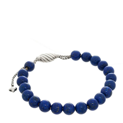 David Yurman Sterling Silver Lapis Lazuli 8mm Spiritual Beads Adjustable Bracelet 1 of 3