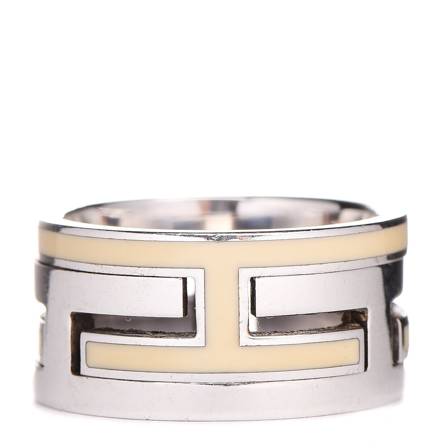 Sterling Silver Enamel Arcane Move H Ring 51 5.75 Cream