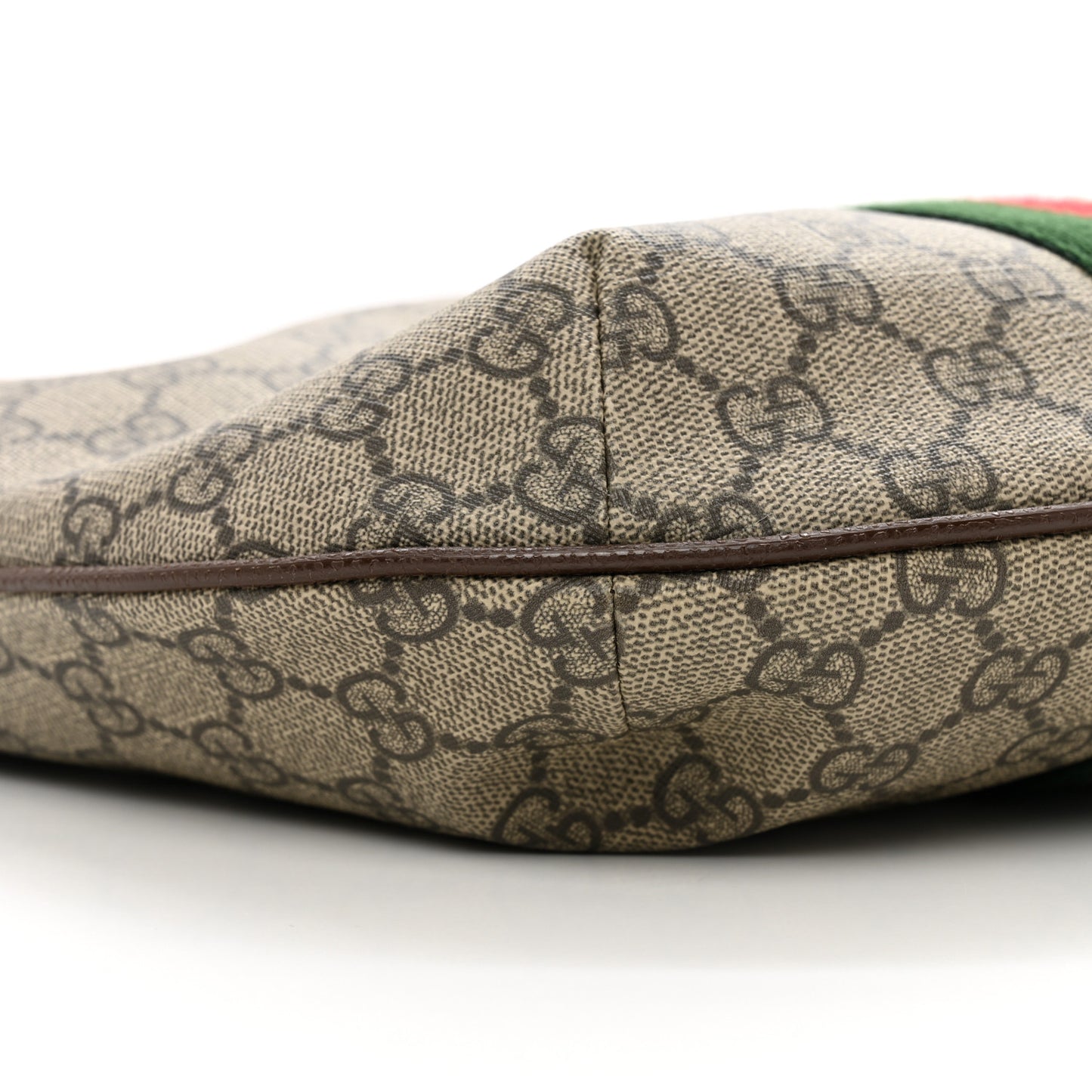 GG Supreme Monogram Web Small Ophidia Half Moon Hobo Brown