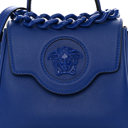 Versace Grained Calfskin Small La Medusa Top Handle Bag Lapis 7 of 11