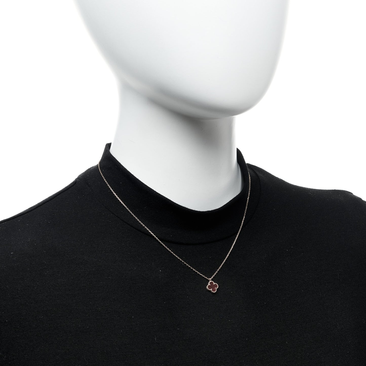 18K Rose Gold Carnelian Sweet Alhambra Pendant Necklace
