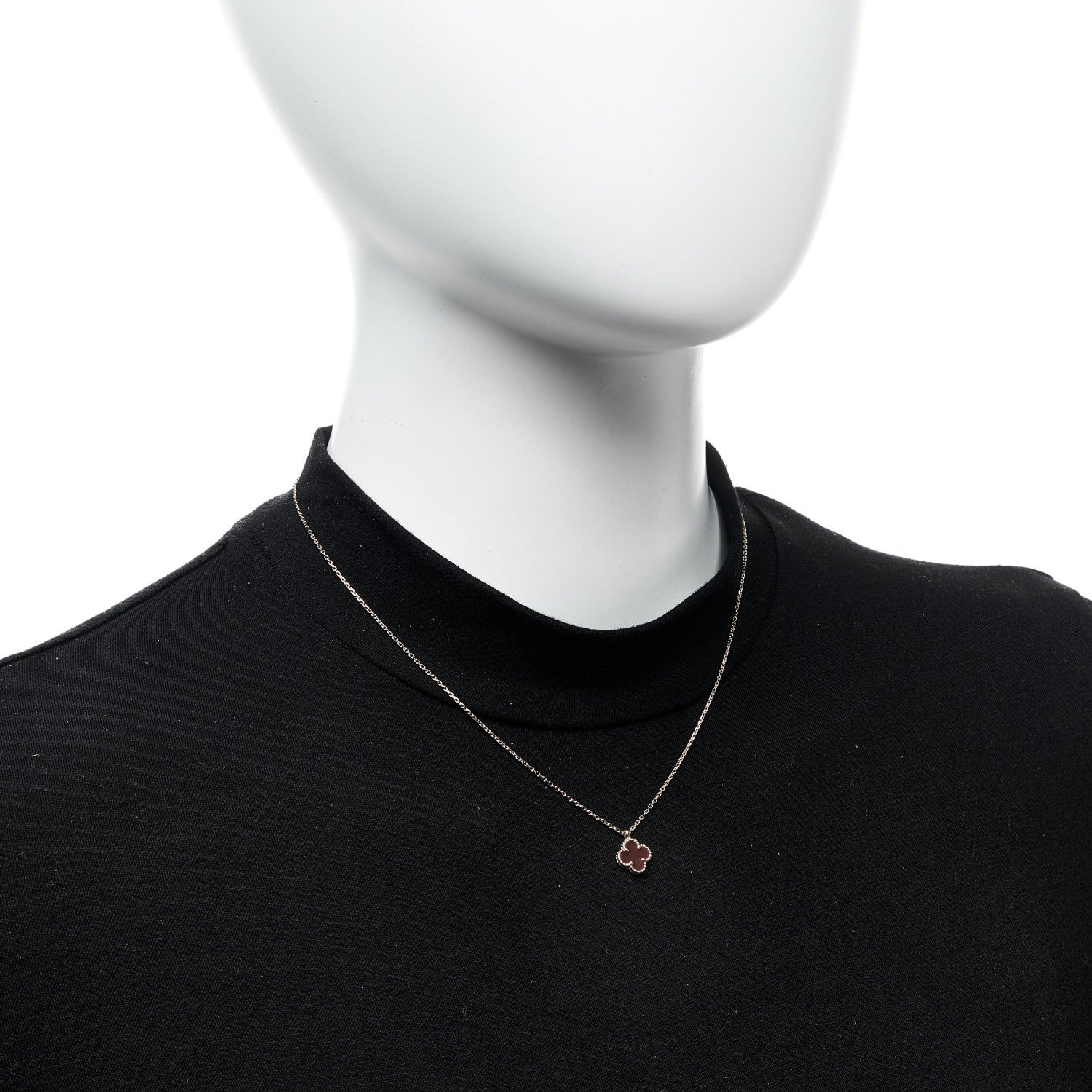 Van Cleef & Arpels 18K Rose Gold Carnelian Sweet Alhambra Pendant Necklace 2 of 6