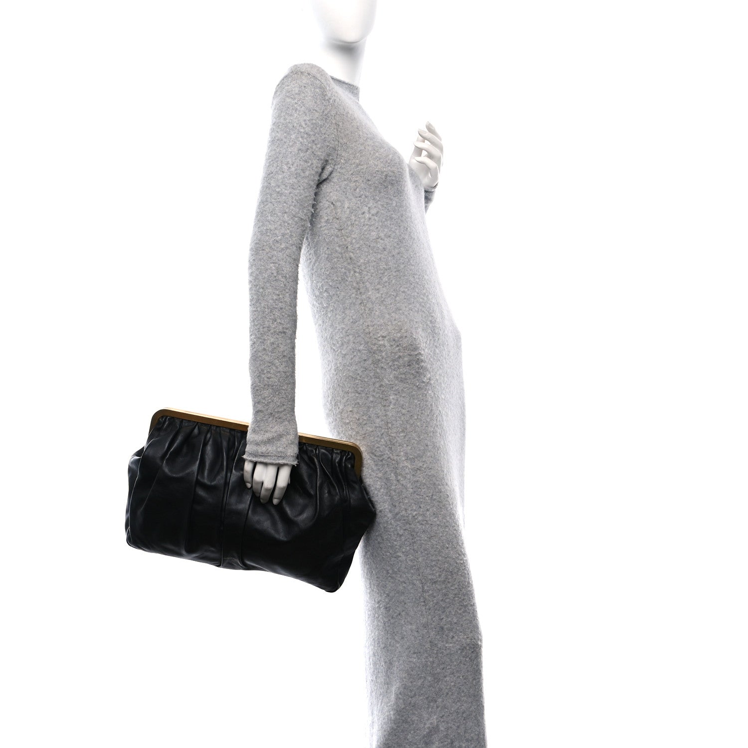 Mansur Gavriel Lambskin Wave Frame Clutch  Black 3 of 9