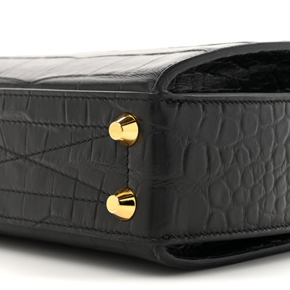 Alexander McQueen Calfskin Crocodile Embossed Box Shoulder Bag 19 Black 8 of 10
