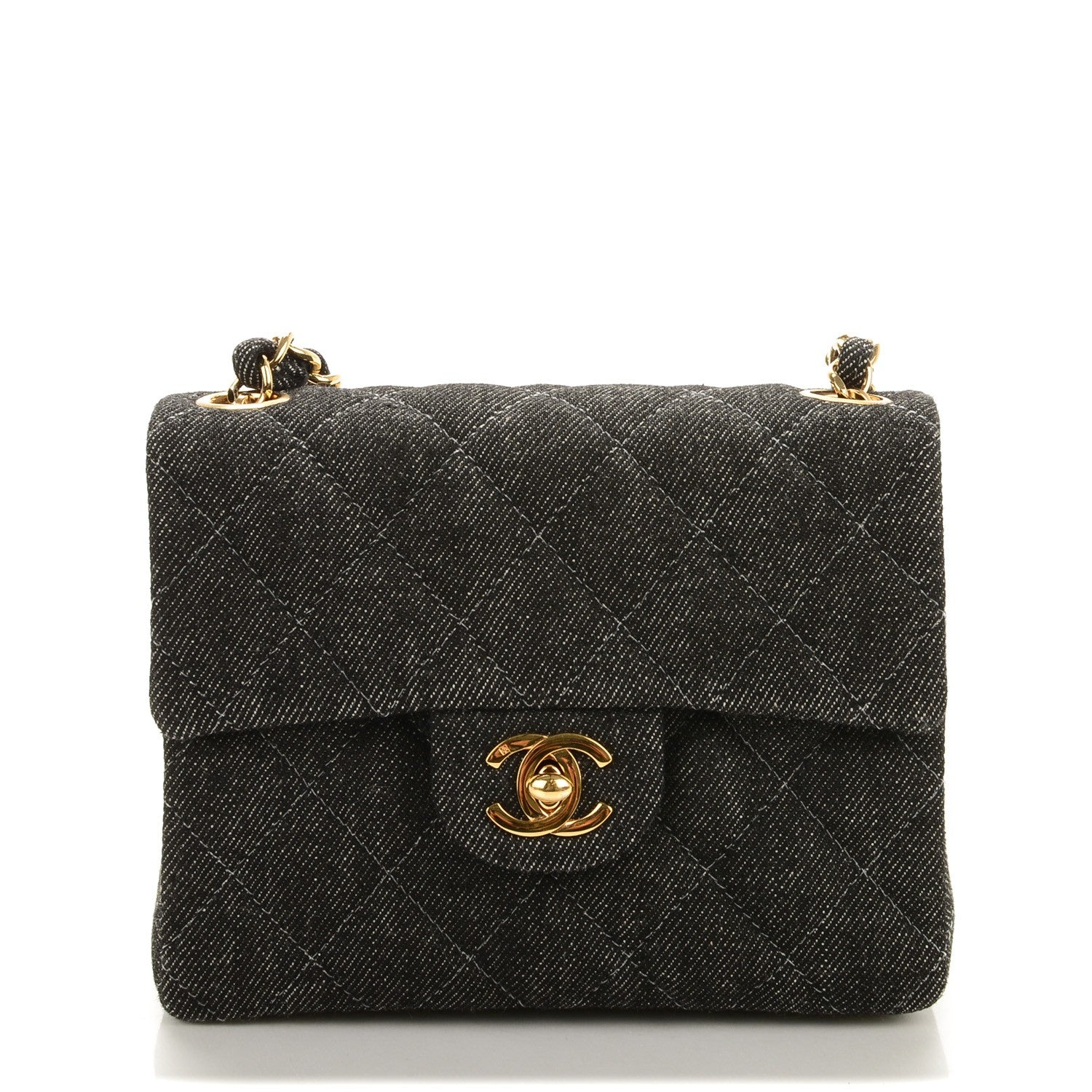 Chanel Denim Quilted Mini Square Flap Black 1 of 7