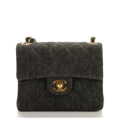 Chanel Denim Quilted Mini Square Flap Black 1 of 7