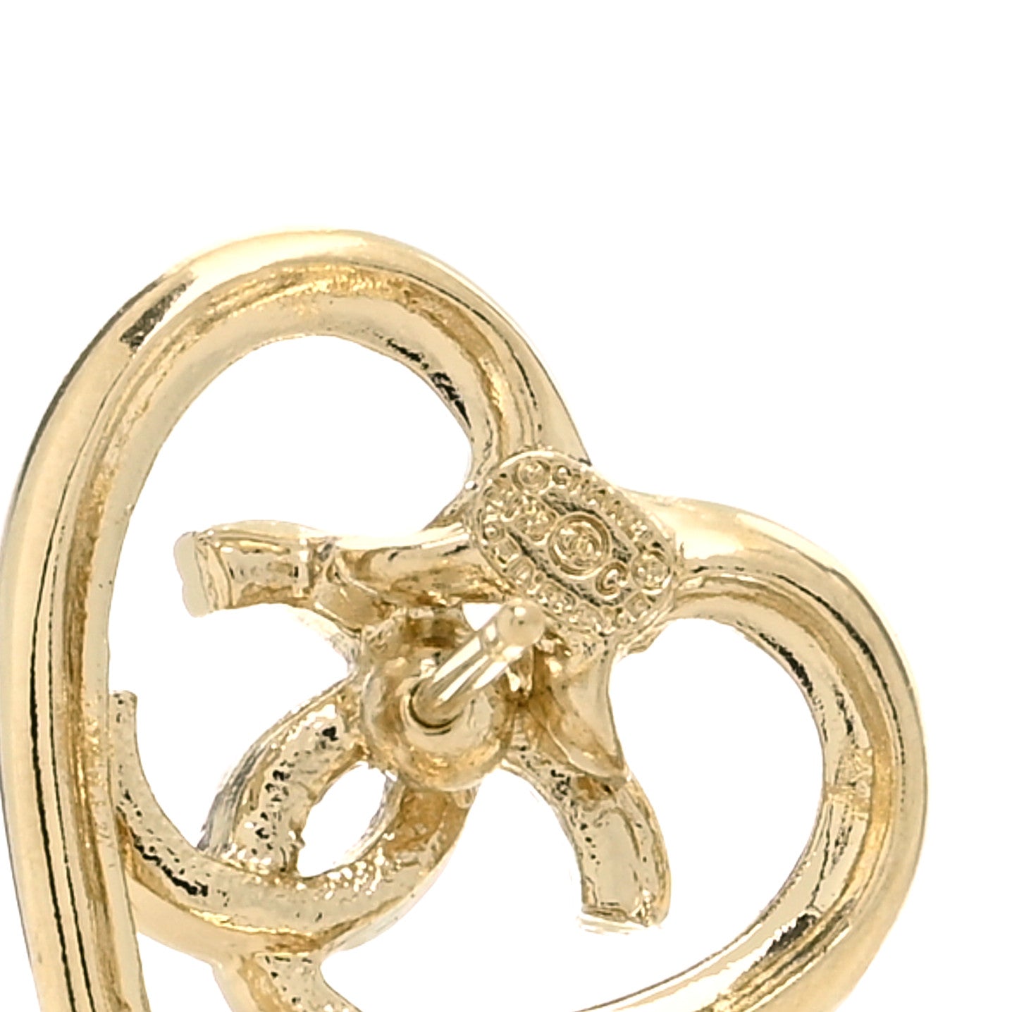 Metal Crystal CC Logo Heart Earrings Gold