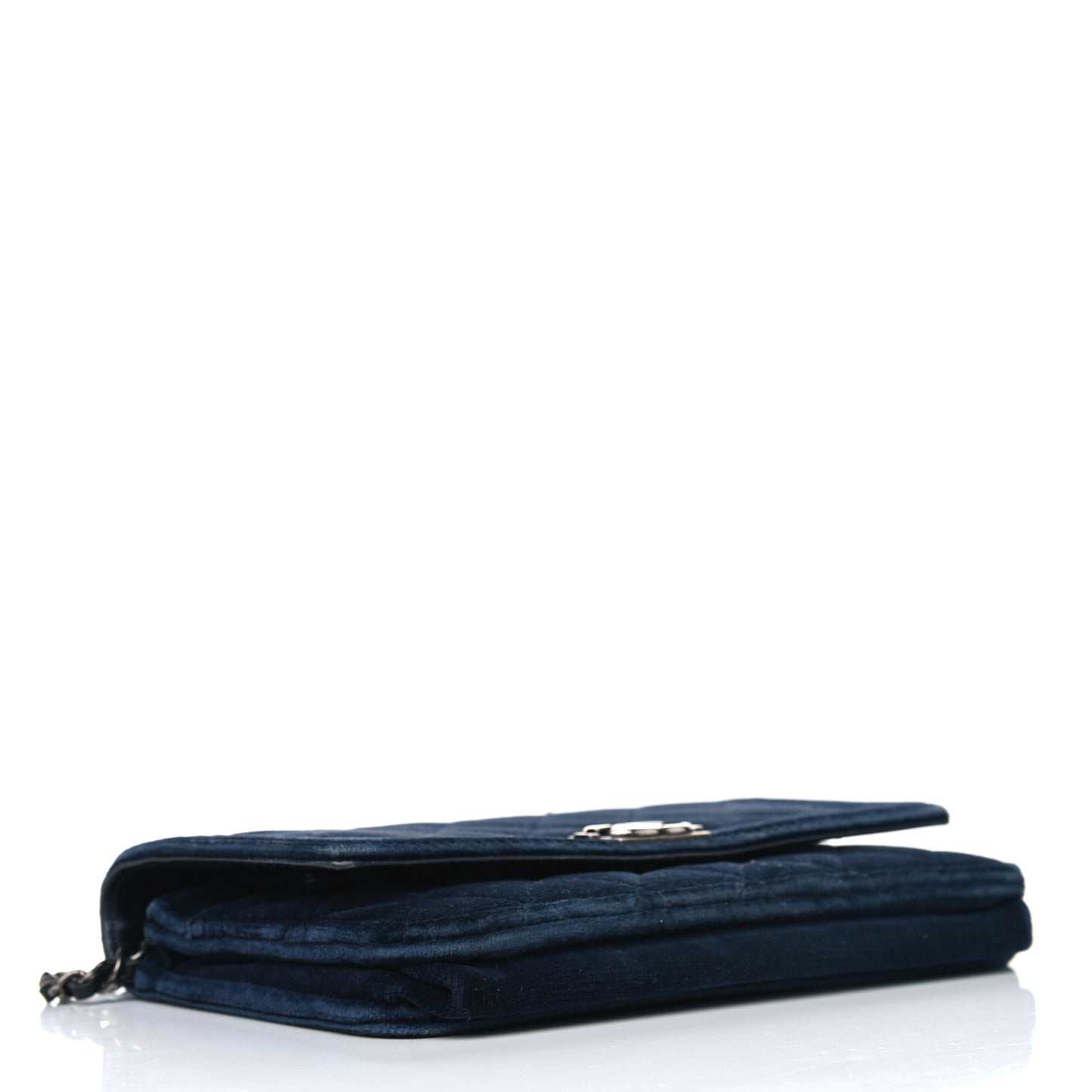 Velvet Quilted Boy Wallet On Chain WOC Navy