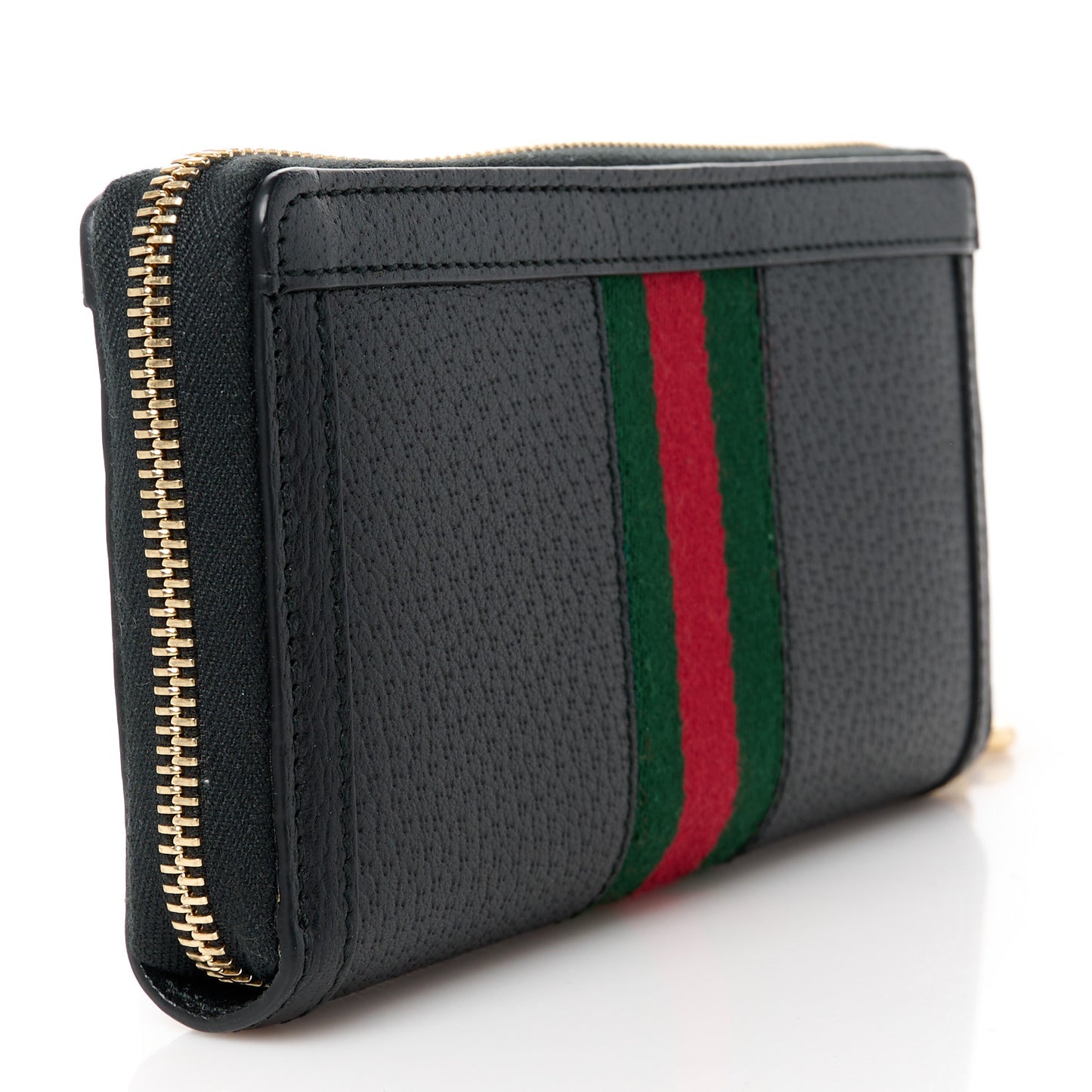 Calfskin Web Ophidia Zip Around Wallet Black