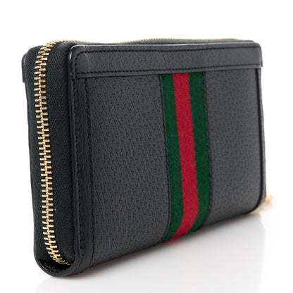 Gucci Calfskin Web Ophidia Zip Around Wallet Black 3 of 11