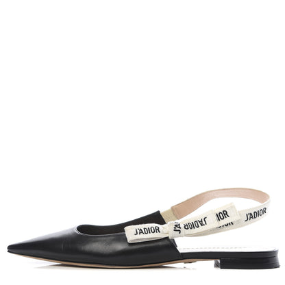 Christian Dior Lambskin Ribbon J'Adior Slingback Ballet Flats 41 Black 1 of 10