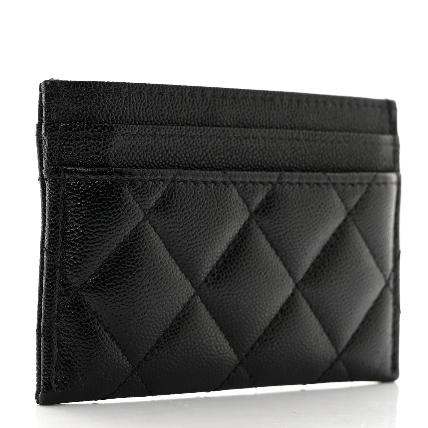 Caviar Quilted Studded CC Card Holder Black