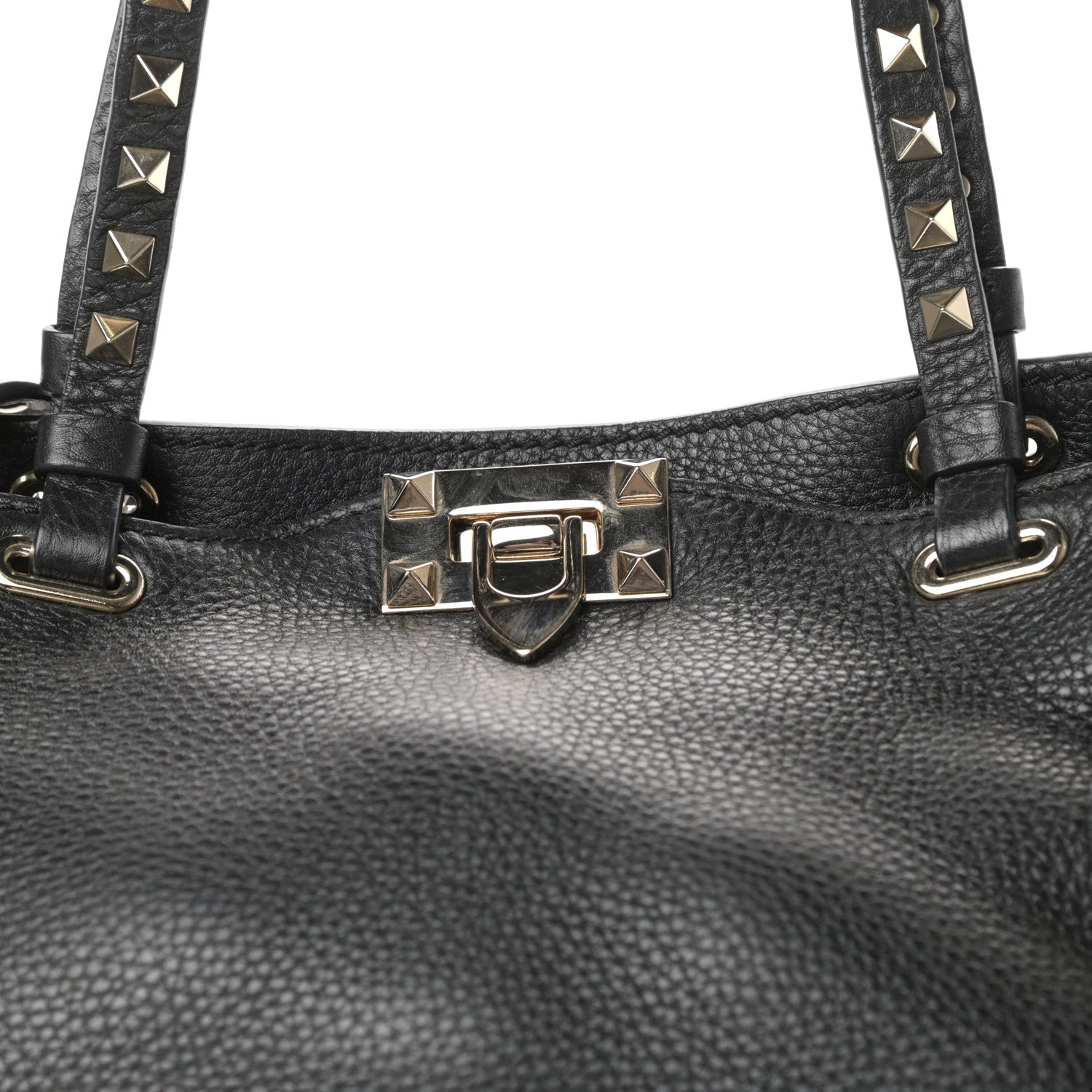 Valentino Garavani Grained Calfskin Small Rockstud Tote Black 10 of 10