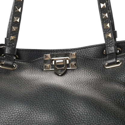Valentino Garavani Grained Calfskin Small Rockstud Tote Black 10 of 10