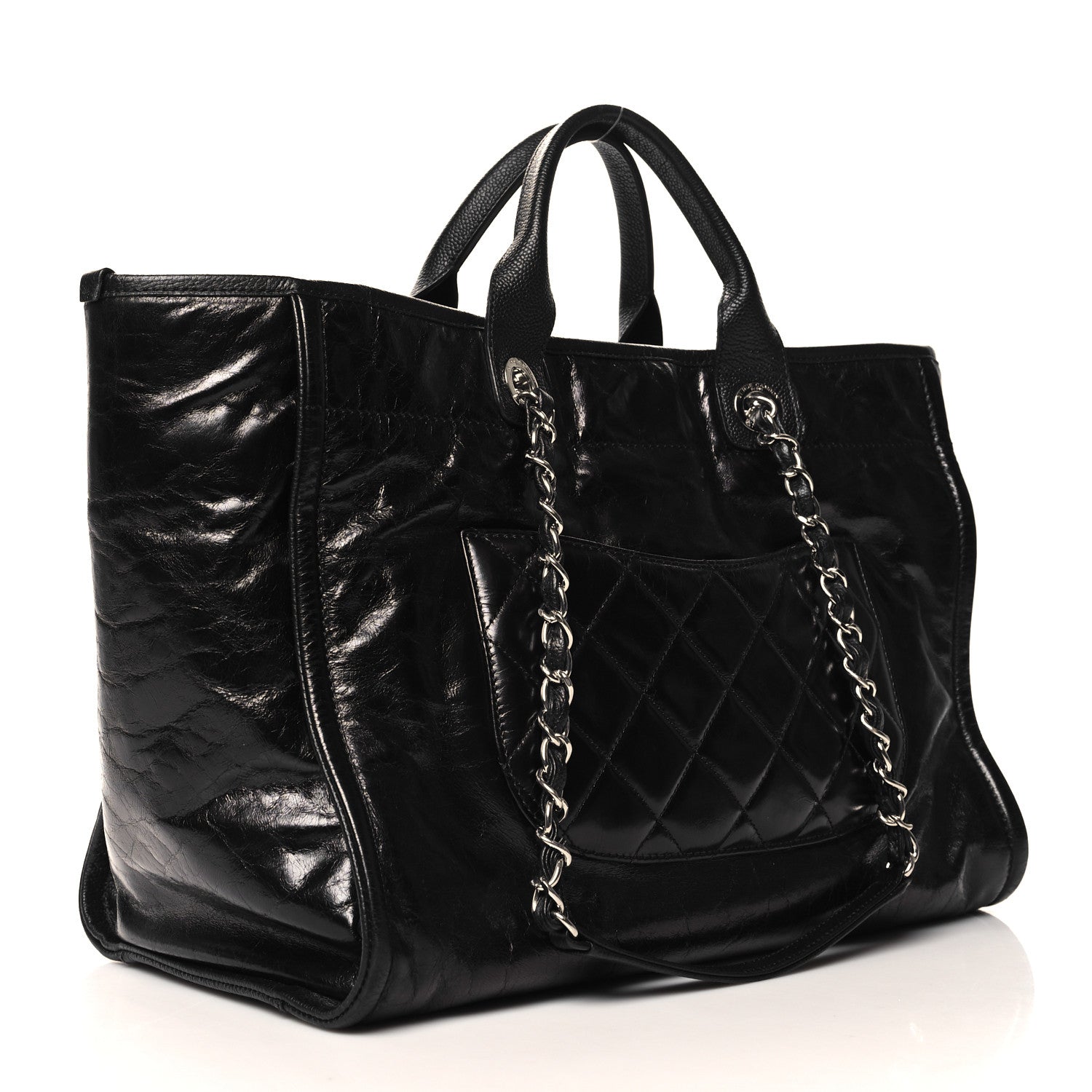 Chanel Glazed Calfskin Medium Deauville Tote Black 3 of 12
