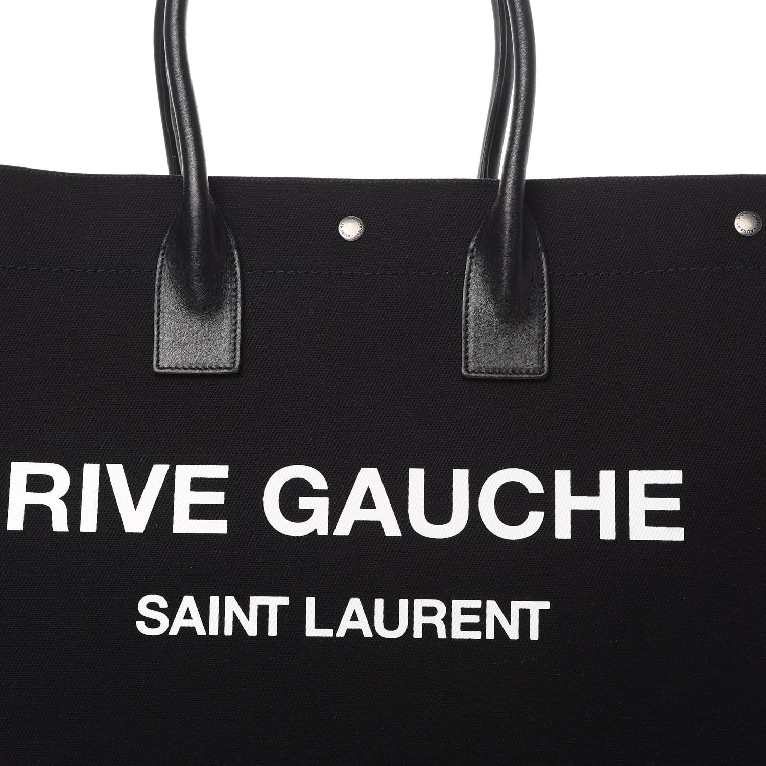 Saint Laurent Linen Calfskin Rive Gauche Tote Black 8 of 11