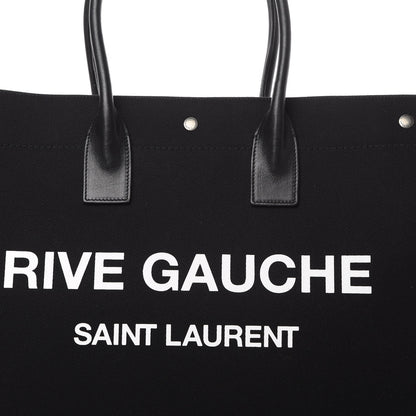 Saint Laurent Linen Calfskin Rive Gauche Tote Black 8 of 11