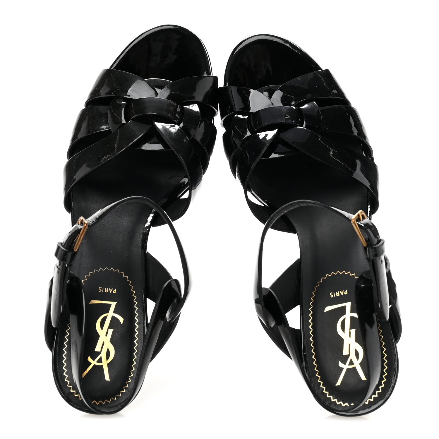 Saint Laurent Patent Tribute 105 Platform Sandals 38 Black 2 of 11