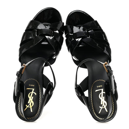 Saint Laurent Patent Tribute 105 Platform Sandals 38 Black 2 of 11