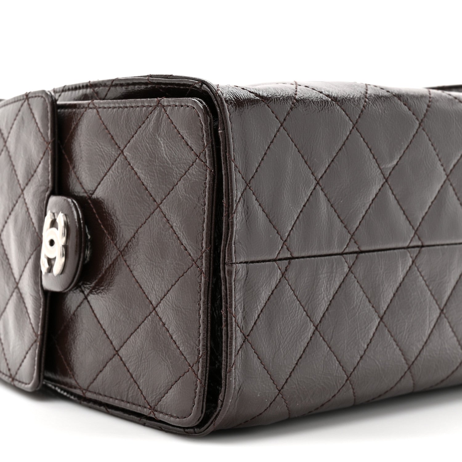 Chanel Shiny Crumpled Calfskin Quilted Small Chanel 25 Handbag Dark Brown 10 of 10