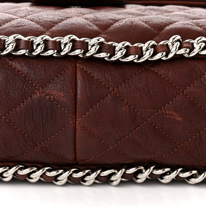 Chanel Washed Lambskin Quilted Chain Around Maxi Flap Dark Brown 11 of 12