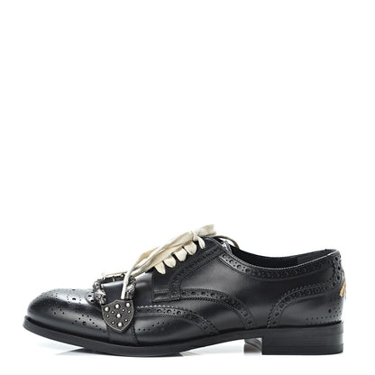 Gucci Calfskin Bee Embroidered Mens Queercore Brogue Derby Shoes 9.5 Black 1 of 9