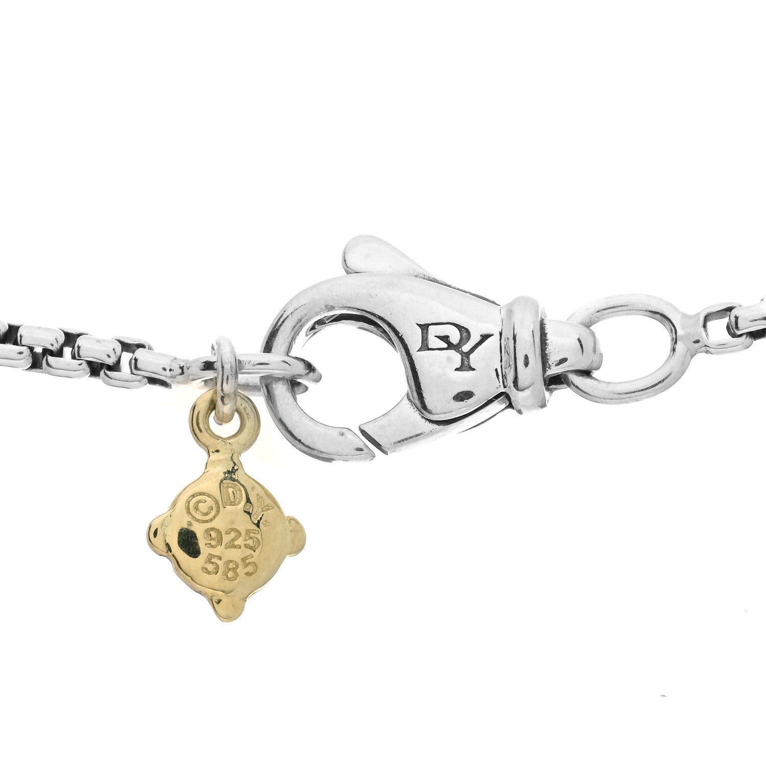 David Yurman Sterling Silver 14K Yellow Gold Diamond 11mm Albion Pendant Necklace 4 of 4