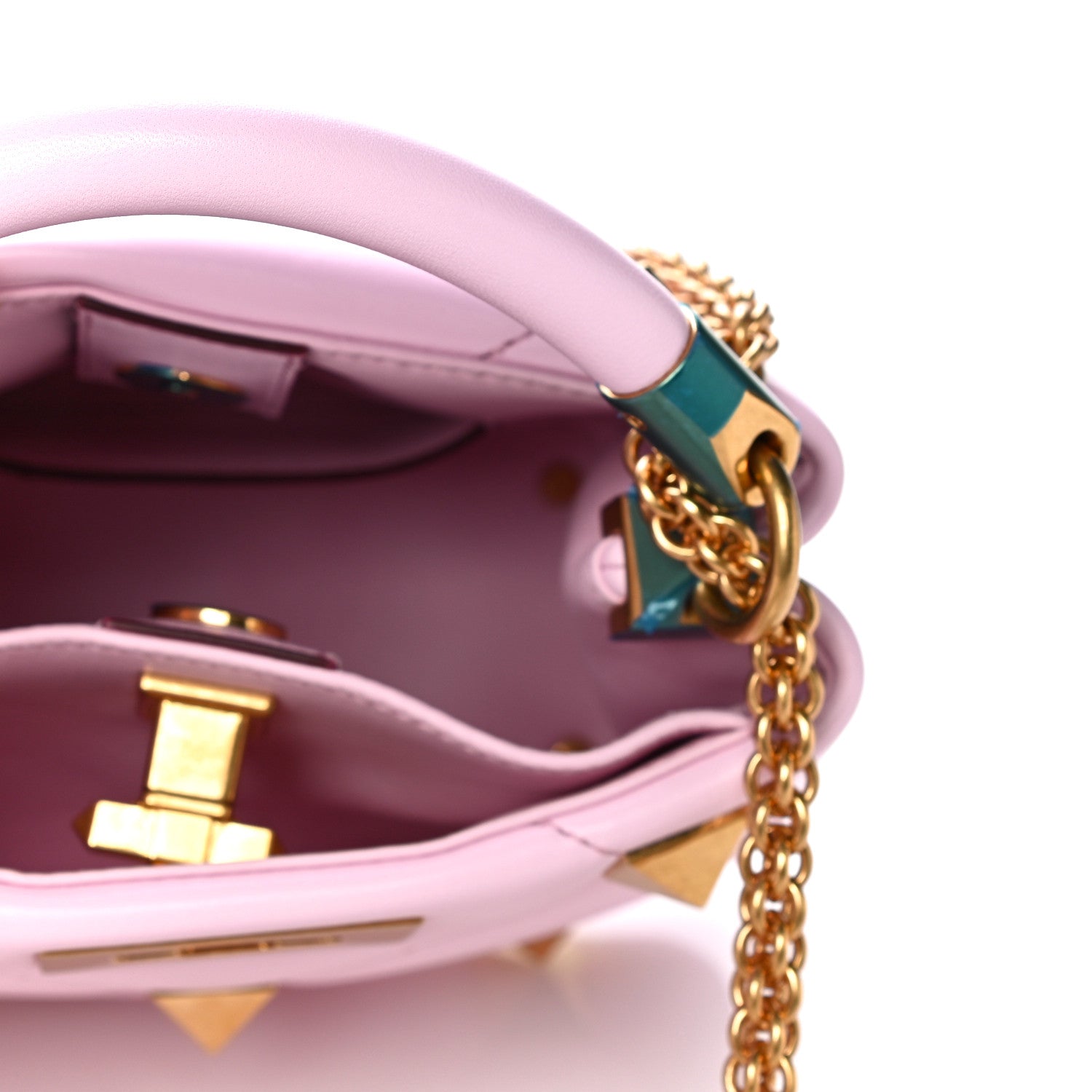 Valentino Garavani Nappa Mini Roman Stud The Handle Bag Pink Borealis 4 of 9