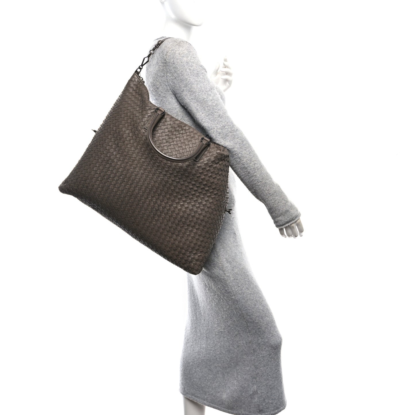 Nappa Intrecciato Maxi Convertible Tote Steel