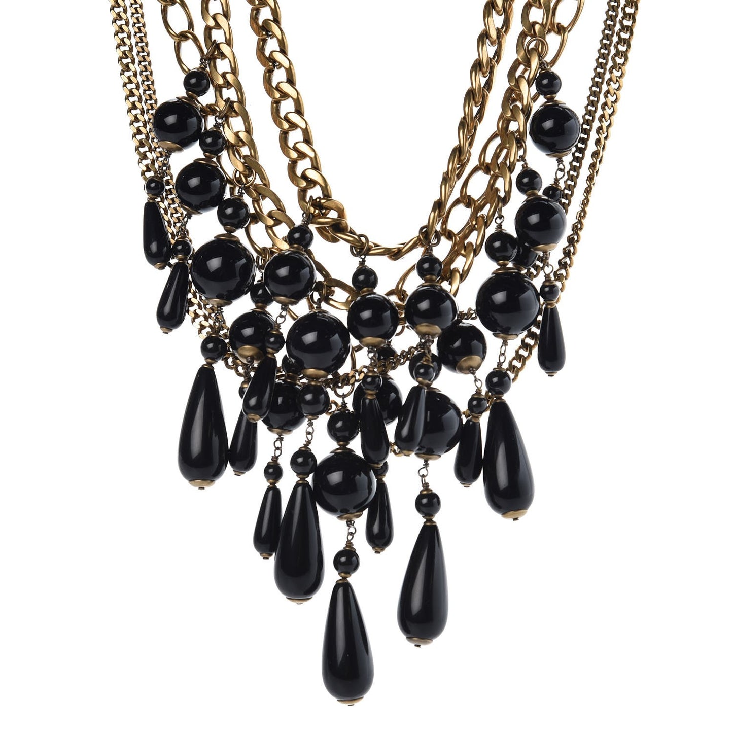 Bead Multi Strand Necklace Black Gold