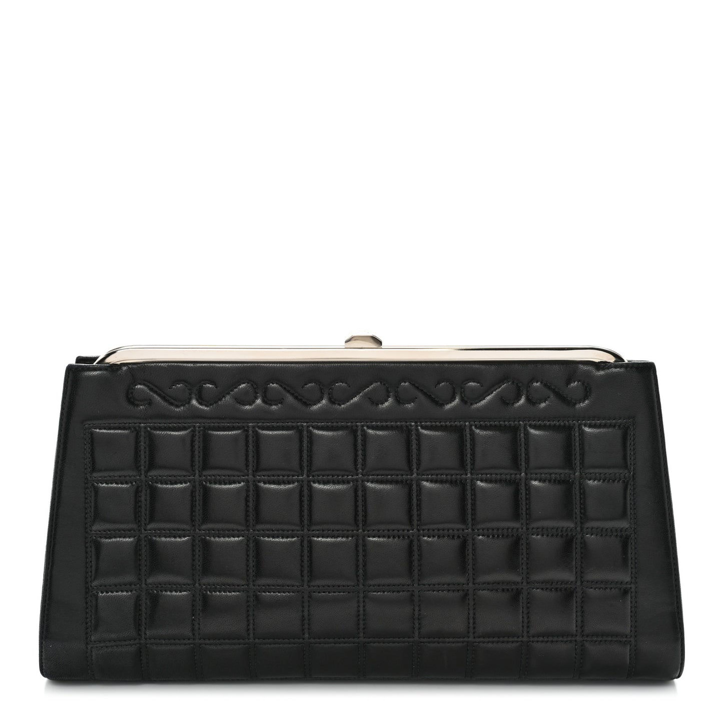 Lambskin Crystal CC Quilted Clutch Black