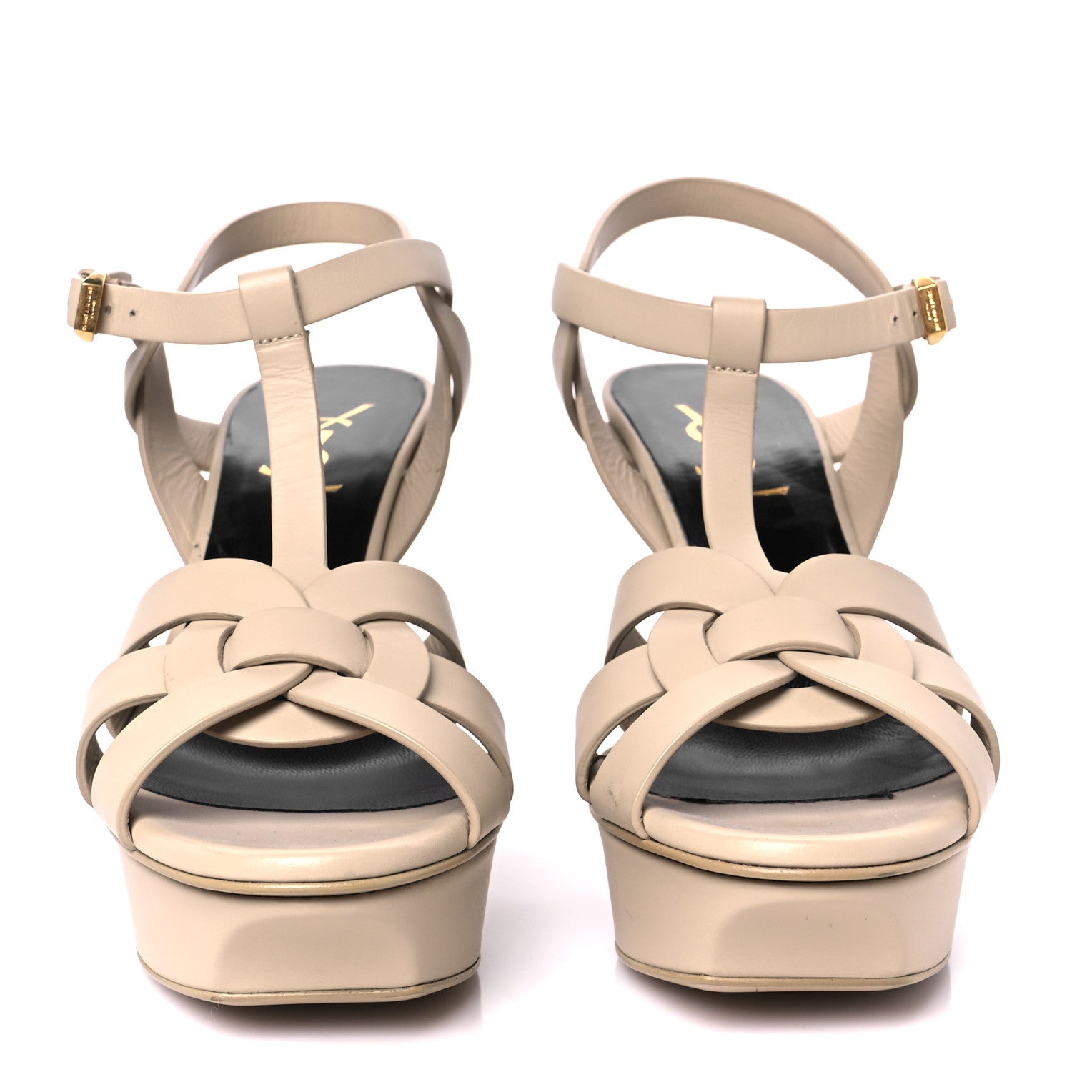 Saint Laurent Calfskin Tribute Platform Sandals 75 36.5 Nude Powder 3 of 9