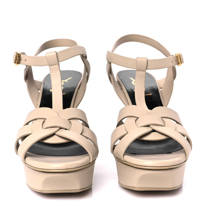 Saint Laurent Calfskin Tribute Platform Sandals 75 36.5 Nude Powder 3 of 9
