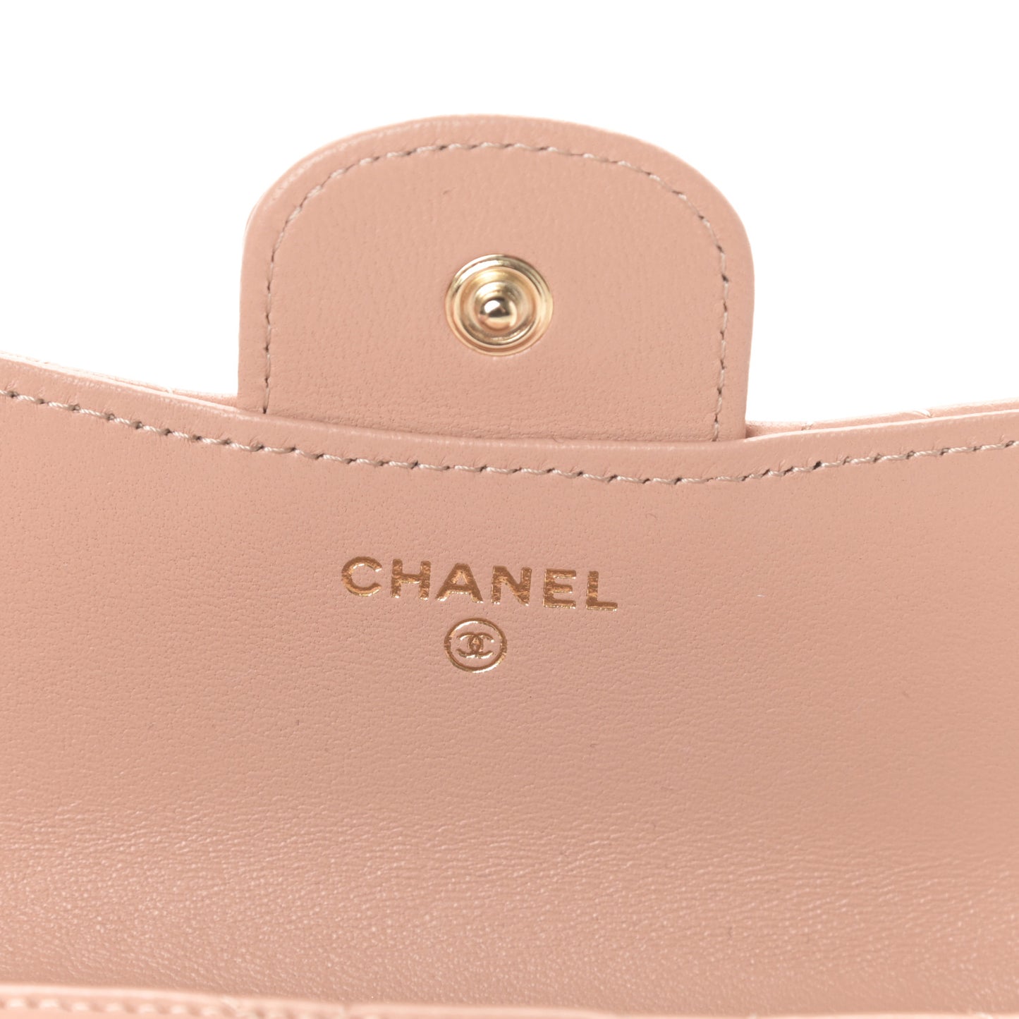 Lambskin Quilted Top Handle Flap Coin Purse With Chain Beige