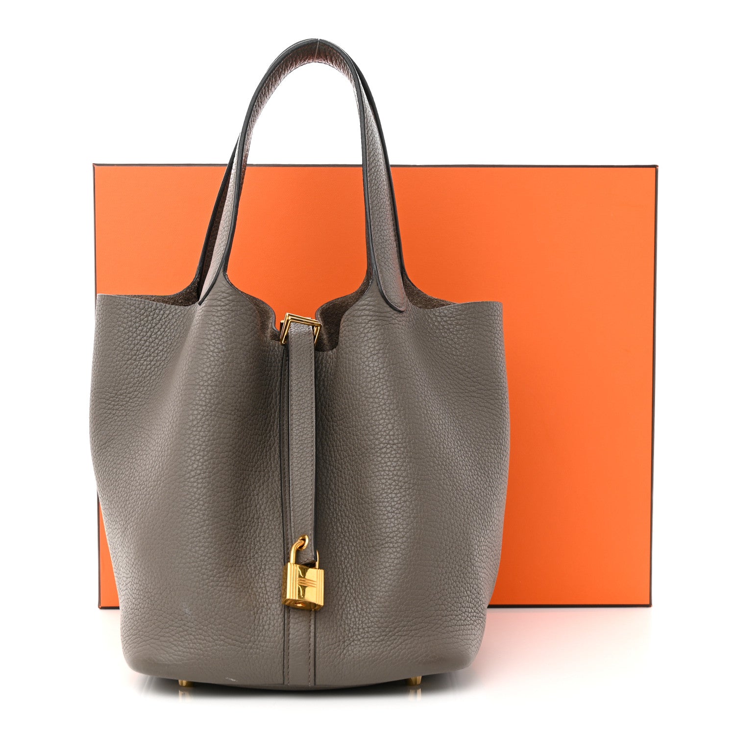 Hermes Taurillon Clemence Picotin Lock 22 MM Gris Asphalte 12 of 12