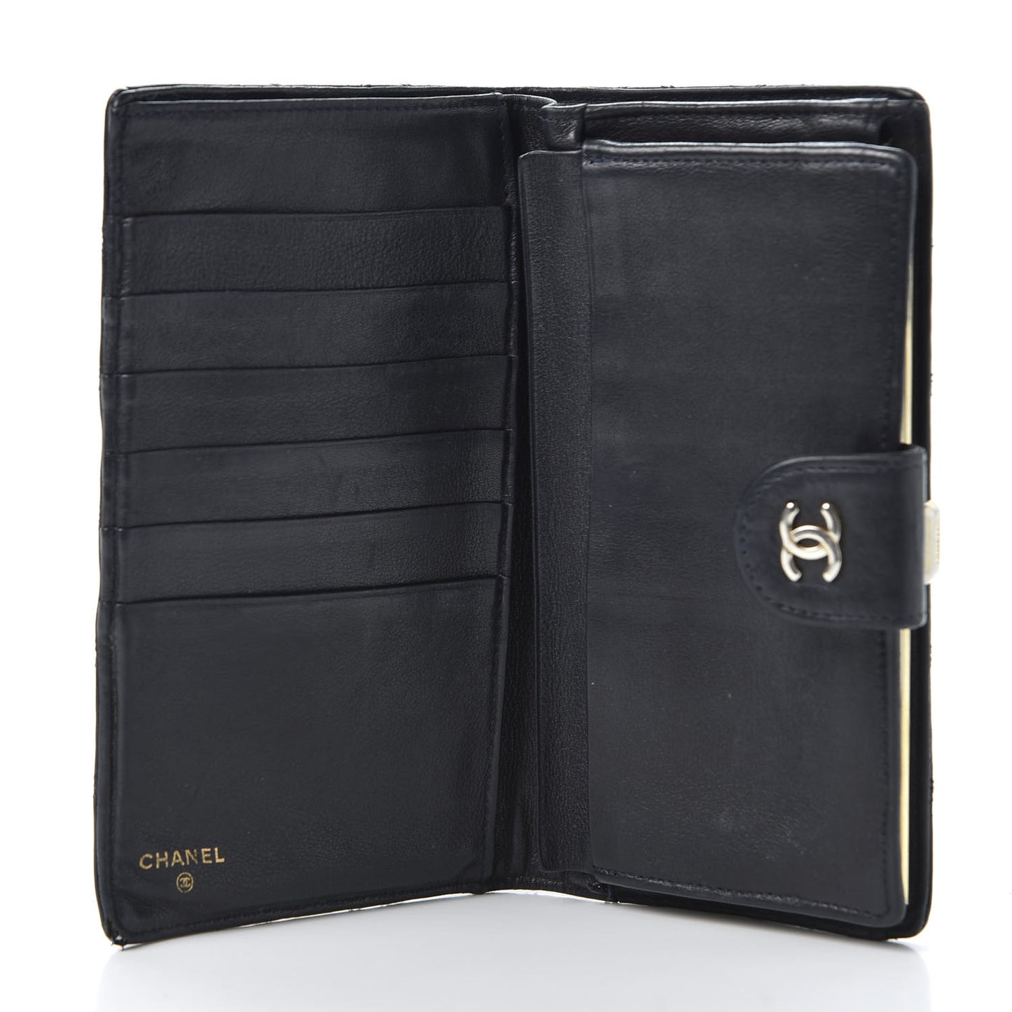 Lambskin Diamond Stitched French Wallet Black