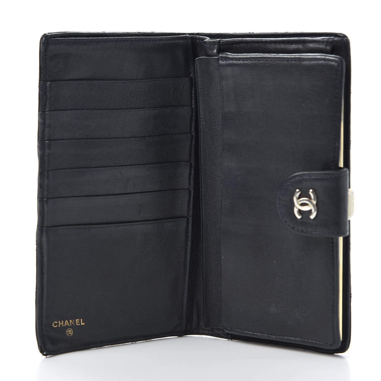Chanel Lambskin Diamond Stitched French Wallet Black 4 of 9